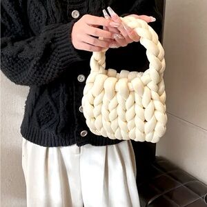 Chunky Crochet Purse Bag Ivory NWOT